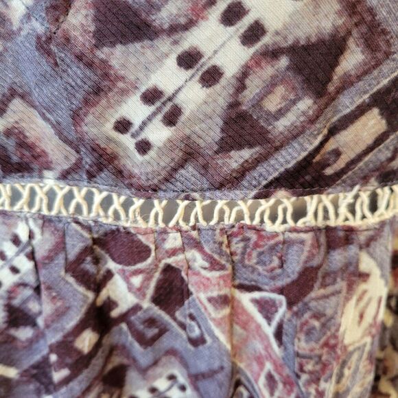 BB Dakota Small Dress women crochet keyhole sheer lining flowy midi sheath - Picture 5 of 13